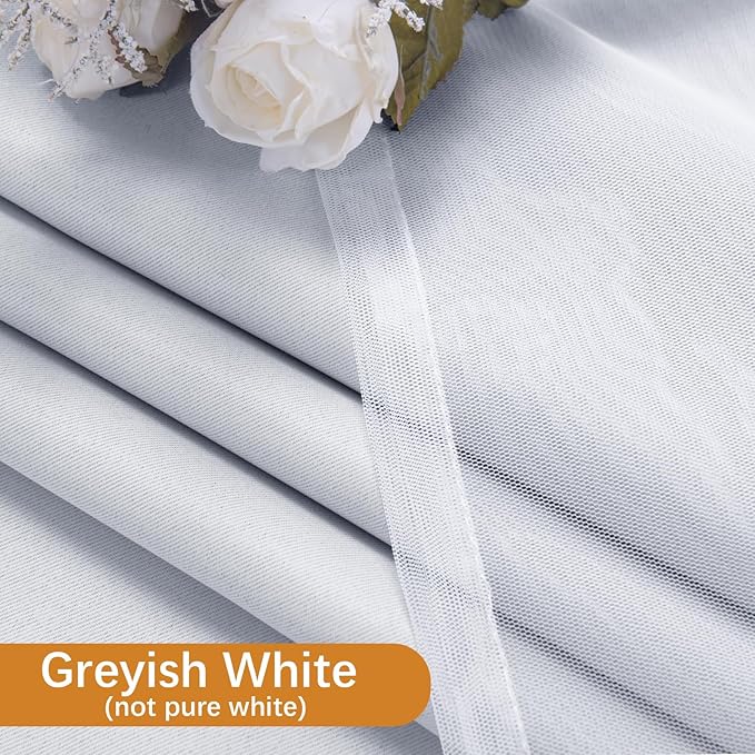 DWCN White Blackout Curtains with Sheer Overlay Thermal Insulated Mix & Match Double Layer Window Panels for Bedroom Living Room Drape Sewn with Tiebacks Grommet Top 52" Wx63 Lx2