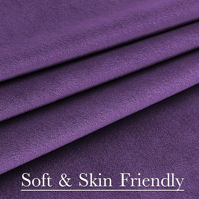 StangH Purple Velvet Curtains 52x84 inches, Room Darkening Super Soft Drapes for Bedroom Living Room, Thermal Insulated Window Treatment, 2 Panels