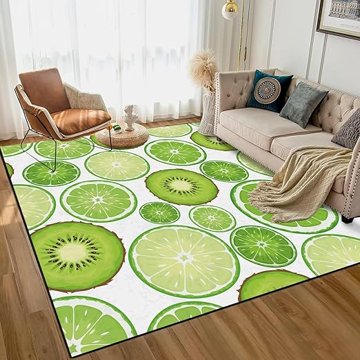 Kiwi Fruit Rug Green Area Rugs for Bedroom Dorm Living Room Chinese Gooseberry Throw Rug Floor Mat Pad Doormat Carpet, 6' x 9'(180 x 275cm)