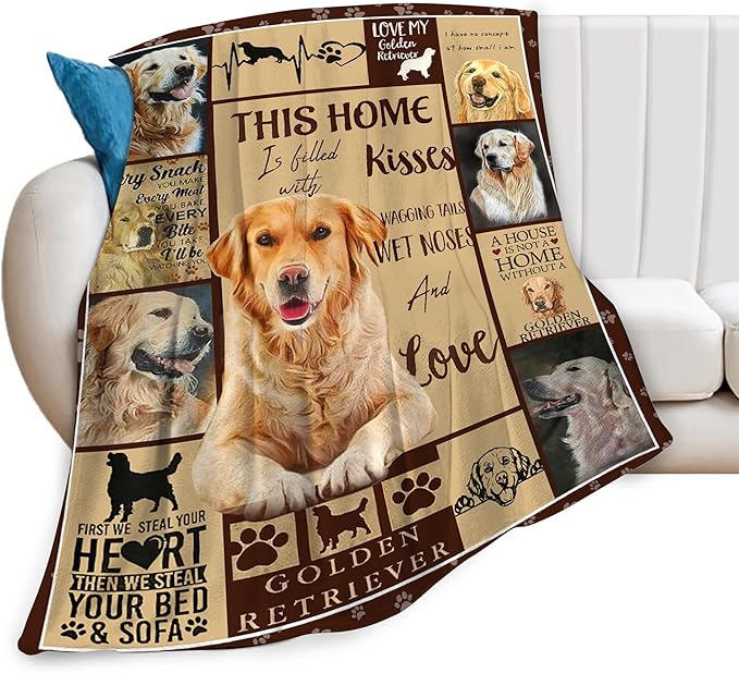 Golden Retriever Blanket Gifts and Decor - Cute Dog Throw for Girls, Women, Kids, Adults - Soft Warm Cozy Fleece for Couch, Sofa, Bed 60"x50"