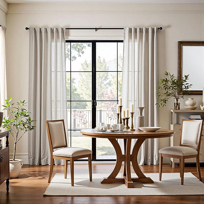 jinchan Curtains Oat (W50 x L90) for Living Room Farmhouse with Rod Pocket Back with Light Filtering Curtains for Bedroom Curtains 2 Pieces