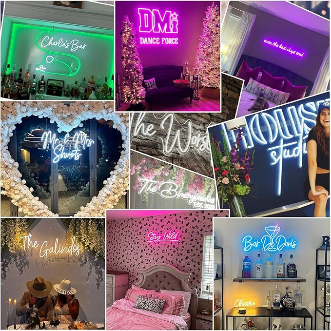 Custom Neon Signs for Wall Decor, Large Neon Sign Customizable Personalized LED Sign, Customized Light Sign Dimmable for Birthday Christmas Wedding Gift,for Business Company Logo Bar Party Bedroom Dorm Neon Name Sign