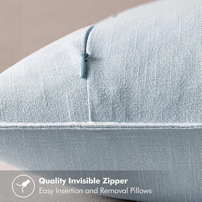MIULEE Decorative Linen Pillow Covers 28x28 Inch Light Blue Boho Farmhouse Neutral Couch Throw Pillows for Bed Pack of 2 Accent Modern Pillowcase Sofa Livingroom Home Decor