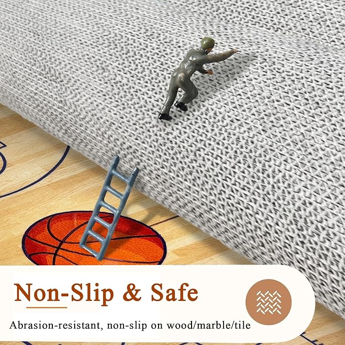 Basketball Rug 8x10 Washable Low Pile - Non Slip Sports Carpet for Boys Bedroom Decor, Kids Game Room Mat Area Rug Man Cave Carpet Mat