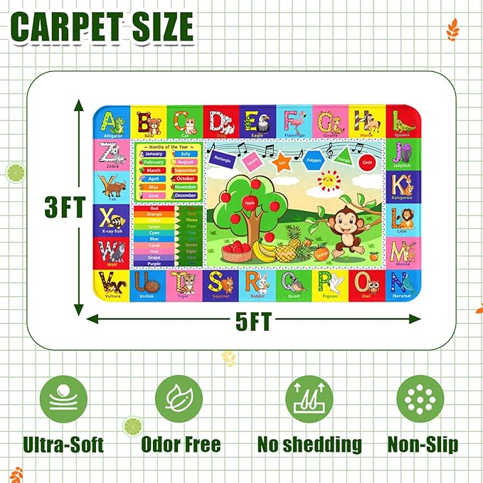 ABC Carpet, Kids Carpet 3x5 FT, Fun Area Rug for Kids Bedroom, ABC Alphabet Classroom Floor Mat, Kids Educational Rug for Room, Living Room, Nursery Room, Toddler Classroom Decor