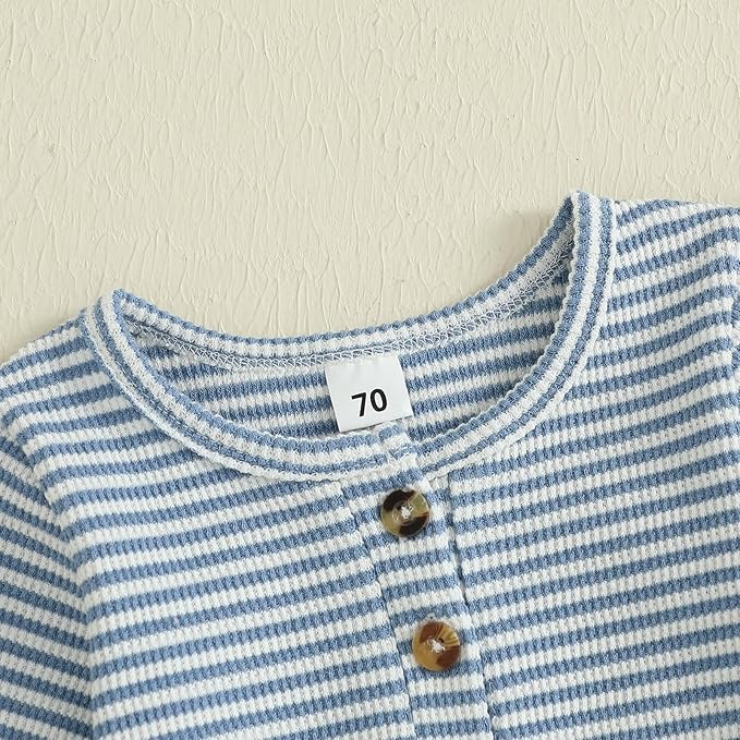 Infant Boys Fall Clothes Newborn Baby Romper Hat Stripe Knit Long Sleeve Bodysuit Jumpsuit Baby Going Home Outfit