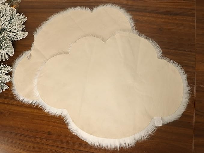 Woolous Cloud Rug Pack of 2 - Fluffy Shaggy Faux Sheepskin White Cloud Shaped Rug -Idea for Cozy Kids' Bedroom Decor, Nursery & Living Room (2.4 x 1.8 ft)