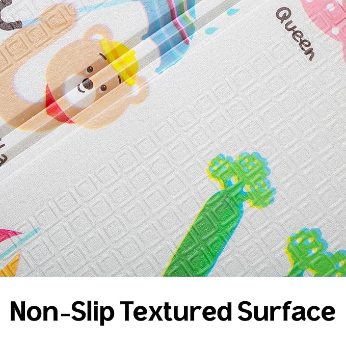 Baby Foldable Play Mat for Baby - Hello Bear ABC Design Floor Mats design - Perfect Tummy Time Mat & Nursery Rug - Portable Playroom Rug, Double-Sided, Waterproof, Made in Korea - Large 79" x 55"