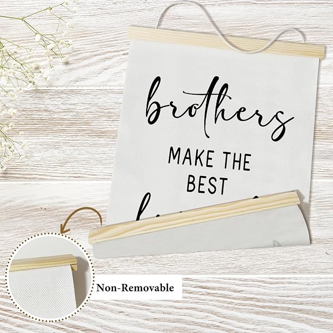 Nopoben Brothers Poster Hanger Frame - Brothers Make the Best Friends, Kids Room Wall Art With Wooden Poster Hanger, Playroom Boys Bedroom Game Room Decor(12x16 Inches)-06