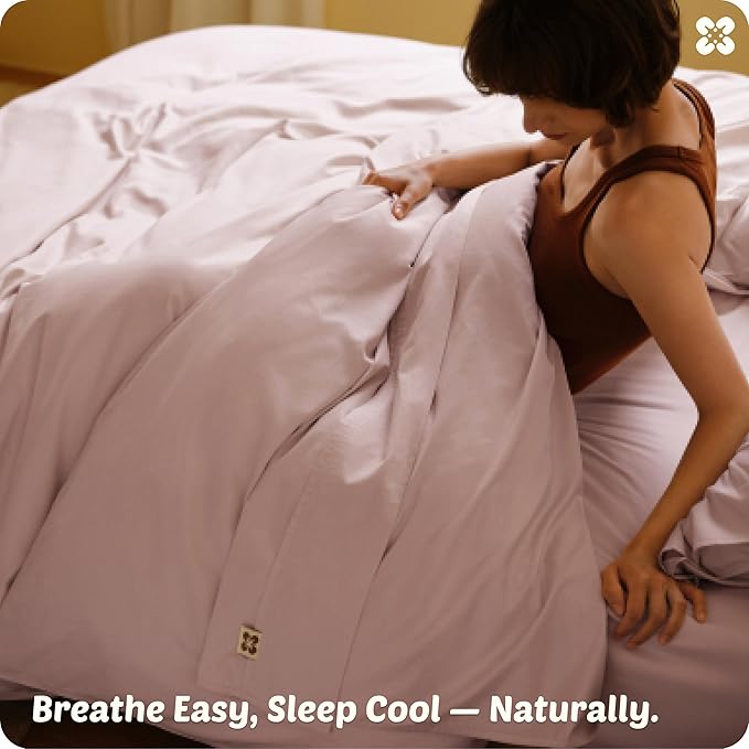 Bedsure Cooling Duvet Cover King Size, Cotton & Rayon Derived from Bamboo Blend Duvet Cover Set for Hot Sleepers,Ultra-Soft, Breathable & Lightweight Home Bedding for All Seasons (Petal Pink,104"x90")