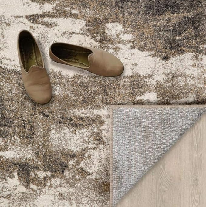 LUXE WEAVERS Lagos Collection Beige 2x7 Abstract Area Rug