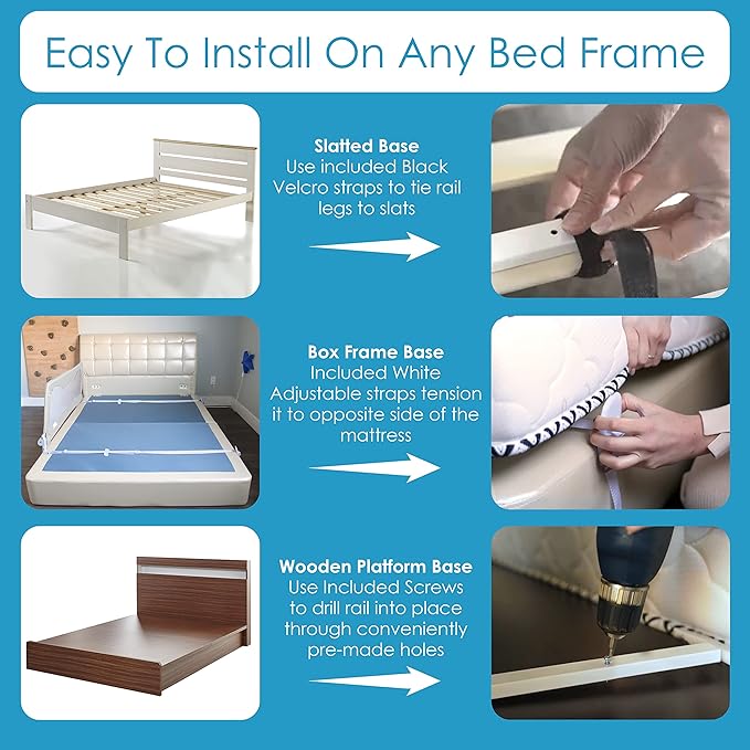 TotCraft Bed Rail for Toddlers & Infants – Universal Toddler Bed Rails for Twin, Full Size, Queen &King Beds with Thick Mattresses & Recessed beds - White 59W*23.5H (Pack of 1)