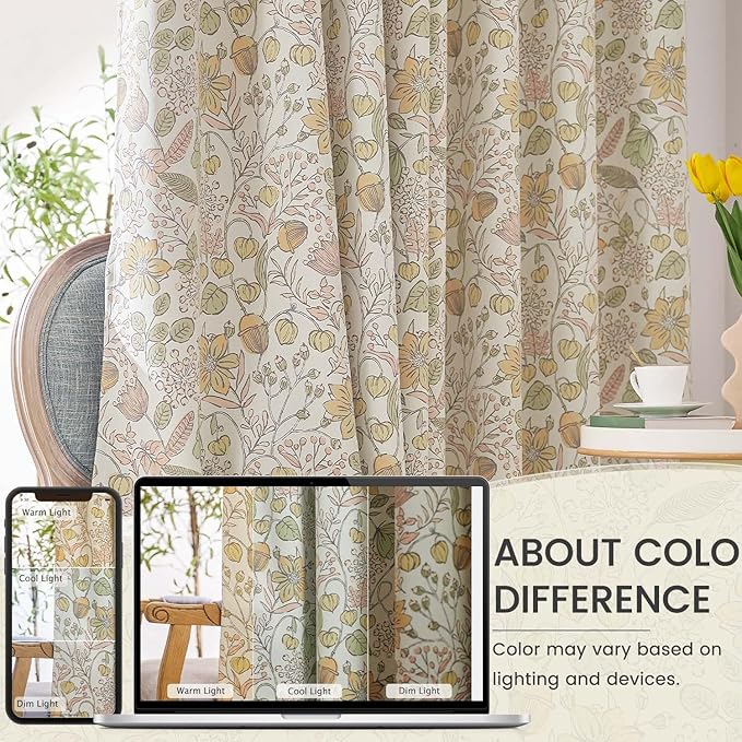 Vangao Yellow Nursery Curtains for Girls Room Floral Blackout Dorm Curtains 84 Inch Length Farmhouse Drapes for Bedroom Room Darkening Flower Patterned Window Treatment for Kids Set of 2