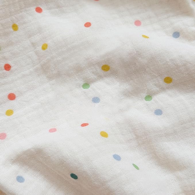 BuLuTu Muslin Blankets for Toddler Baby Boys Girls 100% Cotton Toddler Quilt Baby Blanket Reversible Nursery Crib Blanket, Soft Breathable, Colorful Dots Pattern, 47"x51"