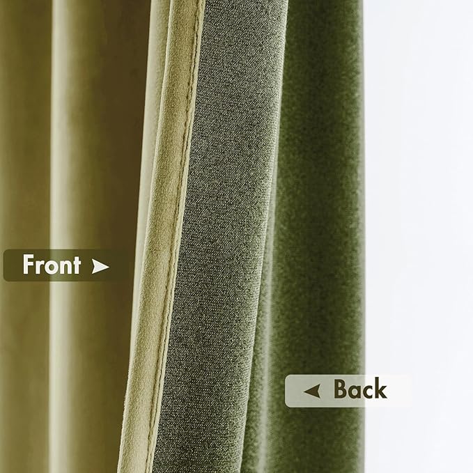 MIULEE Moss Green Velvet Curtains Thermal Insulated Blackout Curtain Drapes for Bedroom Living Room Darkening 108 Inches Long Curtains Panels Rod Pocket Set of 2