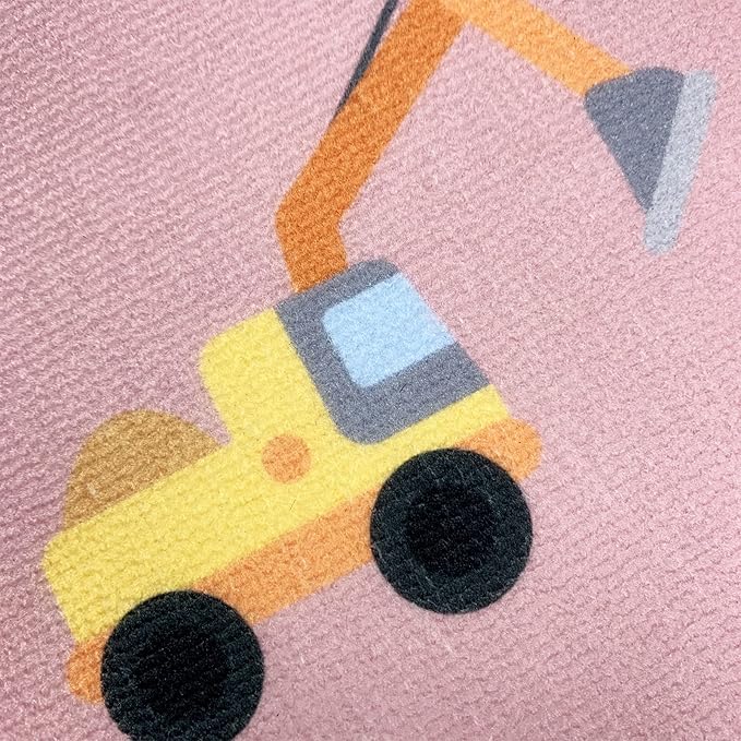 Hopscotch Kids Rug Carpet 7x10Ft Pink Car Road Play Mat for Girls Boys Classroom Bedroom Playroom Living Room, Educational & Learning, Large, Washable Children Preschool Rug, 6.6x9.8Ft