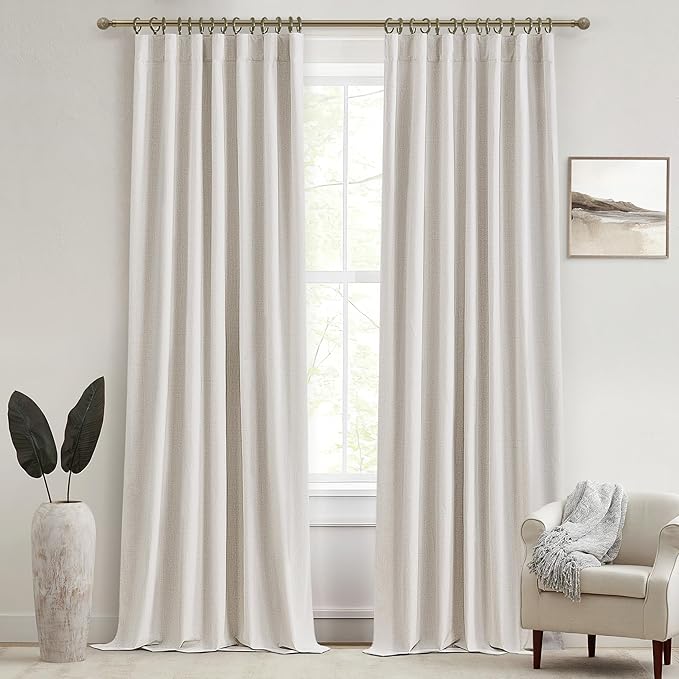 Complete Blackout Curtains 95 Inches Long, Custom Drapes for Sliding Glass Doors 2 Panels Sound/Draft/Cold/Warm Blocking Modern Living Room Long Kitchen Curtains (W50 x L95) Back Tab
