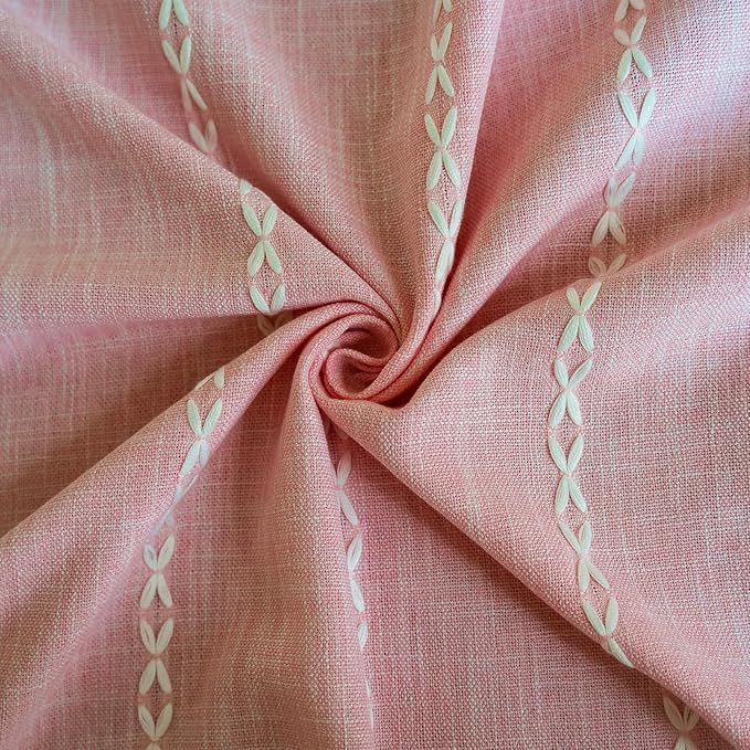 Deeprove Pink Boho Curtains 63 inches Length for Baby Girl Bedroom Nursery, Vintage Bohemian 63 inches Long Embroidery Farmhouse Light Filter Country Tassel Window Treatments, W52 x L63, 1 Panel
