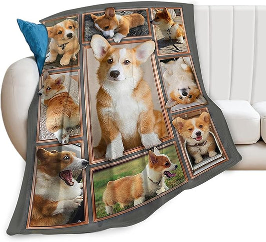 Corgi Dog Throw Blanket - Soft, Warm & Cozy Fleece for Couch, Sofa & Bed - 80"x60" - Perfect for Girls, Women, Kids & Adults