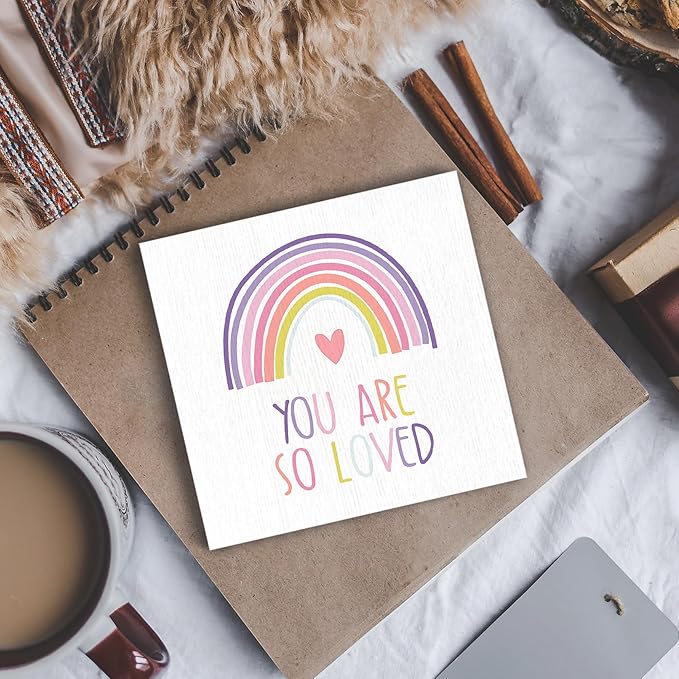 Boho Rainbow Kids Nursery Wood Box Sign - Inspirational Desk Shelf Decor, You Are So Loved Colorful Rainbow Wooden Block Plaque Box Sign for Home Kids Room Nursery Playroom Decorations