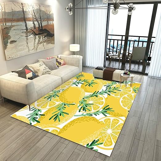 Lemon Rug Yellow Area Rugs for Bedroom Dorm Living Room Lemon Tree Throw Rug Floor Mat Pad Doormat Carpet, 5' x 7'(150 x 210cm)