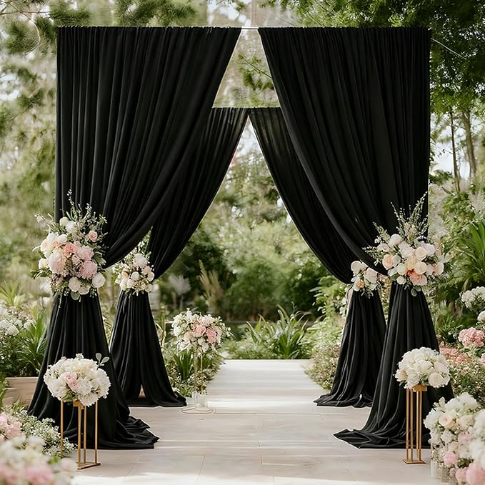 10x10FT Black Curtains Backdrop for Parties, Wrinkle Free Black Photo Backdrop Curtains Drapes for Party Birthday Wedding Halloween Decoration Photography,5ft x 10ft, 2 Panels