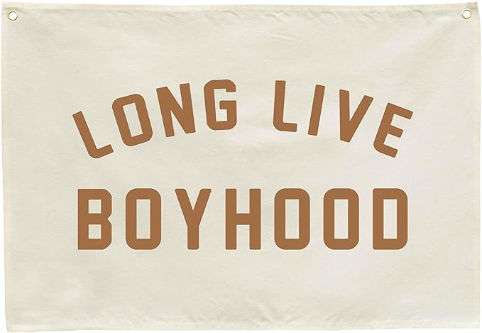 Long Live Boyhood Canvas Banner-Nursery Hanging Rectangular Poster Flag Sign Art for Baby Kids Boy,Nursery Playroom Boyroom Babyroom Decoration,Christmas Gift Idea for Boys 28.5"L x 20"W