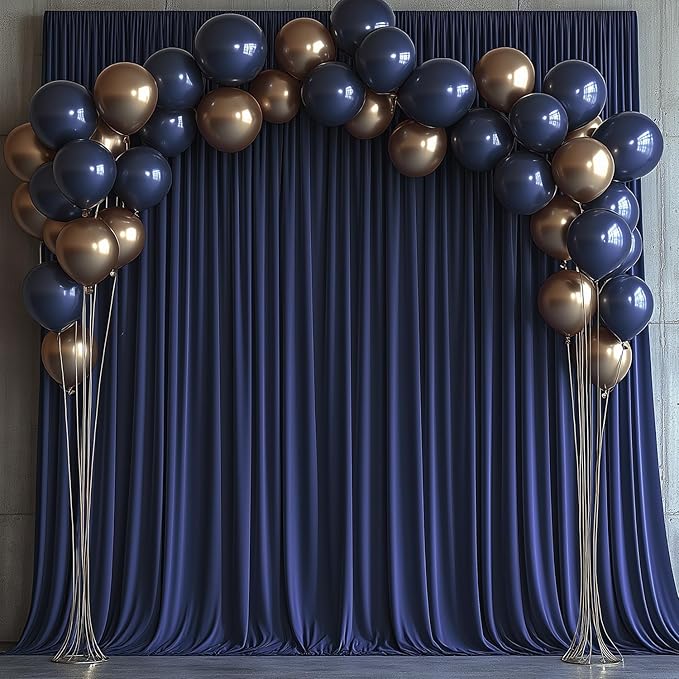 10x10FT Navy Blue Backdrop Curtains for Wedding Parties, Wrinkle Free Photo Backdrop Curtains for Wedding Birthday Party Baby Shower, Fabric Drape with Rod Pockets 5ft x 10ft, 2 Panels