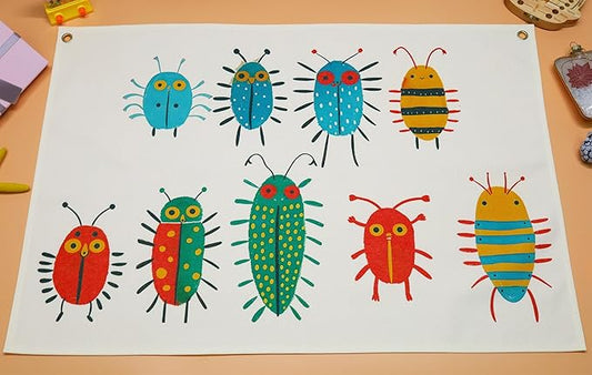 Insects Theme Education Rectangular Canvas Banner-Boho Flag Wall Decor for Boy Girl Kids,Nursery Above Crib Bedroom Reading Room Playroom Teacher Office Decor-Baby Shower Birthday Christmas Gift