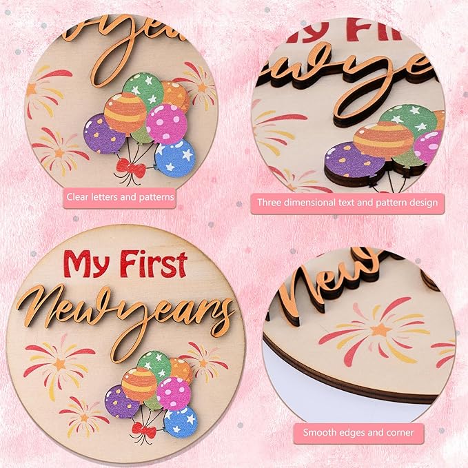 My First Holiday Baby Milestone Cards Wooden Circles New Baby Sign My First Halloween/Christmas/Birthday Decorative Keepsake Signs with Storage Bag
