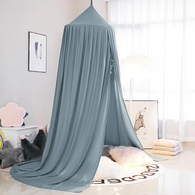 Kids Bed Canopy - Girls Canopy for Crib, Nursery, Reading Nook - Light Blue