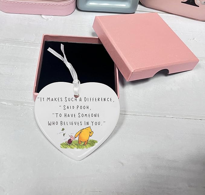 Teacher Mentor Gift-It Makes Such A Difference-Teacher Appreciation Ornament Keepsake for Classroom Educator Instructor-Heart Shaped Christmas Ornament Plaque Décor
