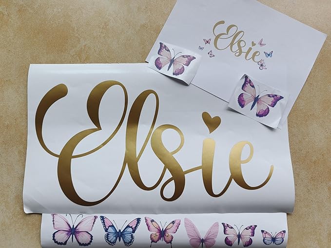 Personalized Wall Sticker with Custom Name,Watercolor Butterfly Wall Decals for Girls Room and Nursery