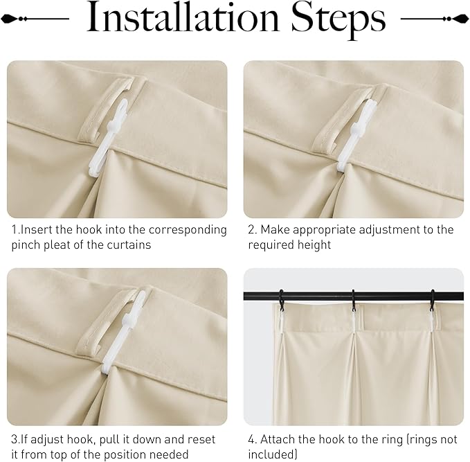 StangH Beige Pinch Pleated Curtains 108 inches Long, Super Soft Velvet Light Dimming Drapes for Nursery Thermal Insulated Farmhouse Track Curtains for Living Room Office, W38 x L108, 2 Panels