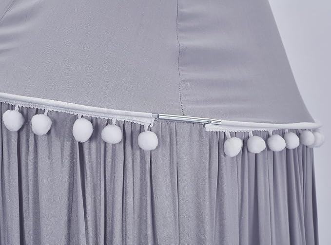Bed Canopy, Hanging Round Dome Mosquito Net Curtains Tent Canopies Over Cute Princess Style Decoration Crib Ceiling Castle For Girls Baby Kids Boys Child Nursery Bedroom Reading (Grey)