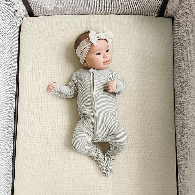 lulumoon Pack and Play Sheets Muslin: Cotton Fitted Sheets for Baby Trend Pack N Play - Soft Playard Sheets for Boys and Girls 2Pack
