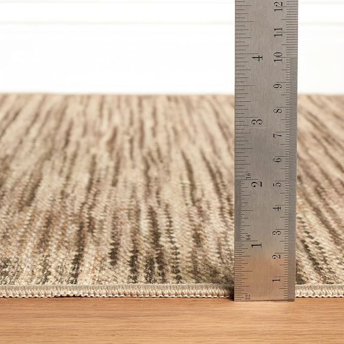 Dash & Albert Clay Natural Machine Washable Rug, 3 X 5 Feet, Natural Stripe Pattern