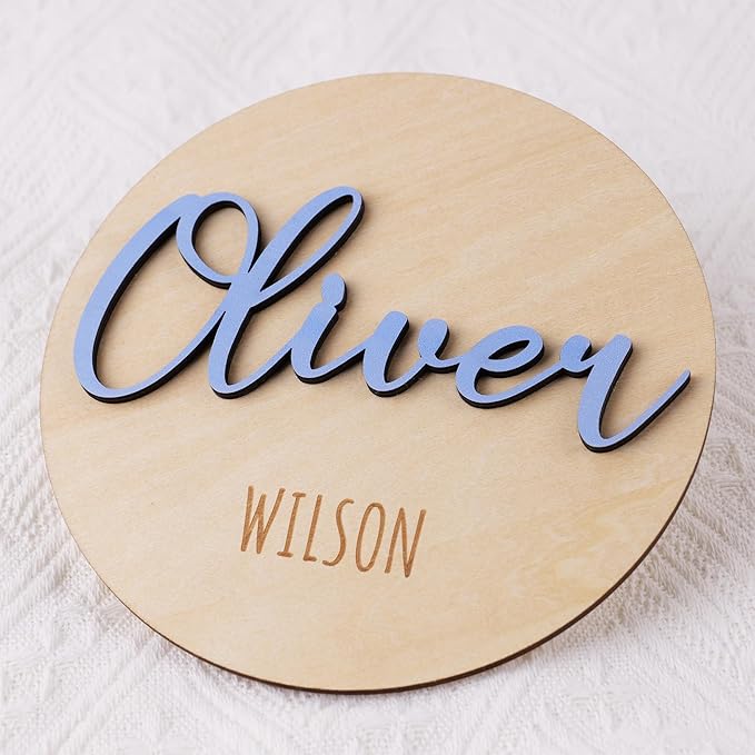 Personalized Birth Announcement Sign for Hospital, Baby Name Sign, Newborn Announcement Sign Disc (Design 02)