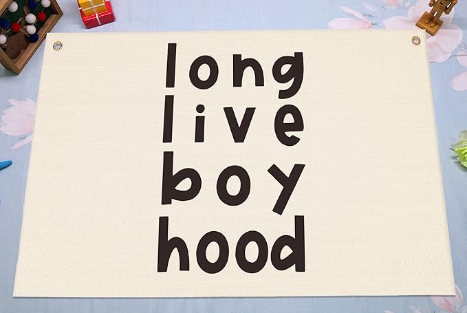 Boy Boho Rectangular Banner Flag Wall Decor Gift for Baby Boy Kids,Nursery Playroom Reading Room Bedroom Front Decor-Long Live Boy Hood-Baby Present Shower,Birthday Christmas Gift