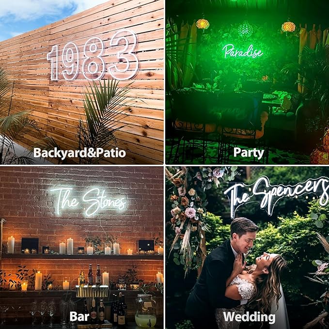 Large Custom Outdoor Neon Sign Waterproof IP67, Personalized Outdoor LED Sign for Backyard with Remote, Customizable Outdoor Light Up Sign for Christmas Party Decor Decoration, Yard, Patio, Garden, Bar, Hot Tub, Wedding Gifts