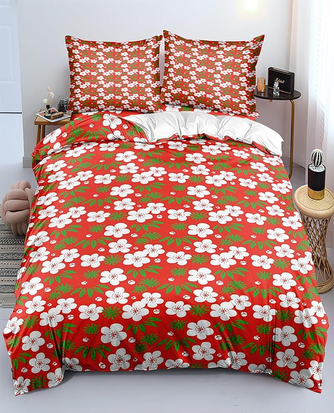 Floral Duvet Cover Queen Garden Style Flower Comforter Cover Floral Bedding Set 1 Duvet Cover with 2 Pillowcases Vintage Botanical Aesthetic Comforter Cover with Zipper Ties