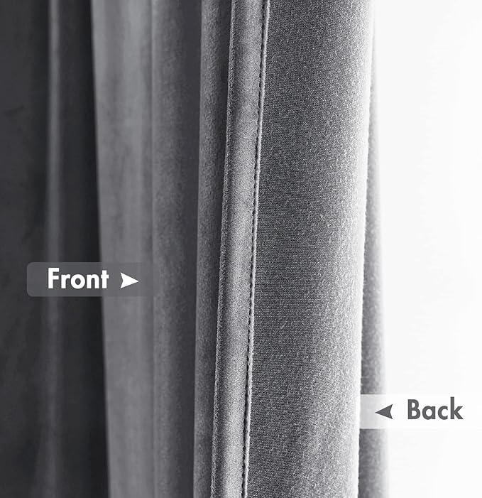 MIULEE Grey Velvet Curtains Thermal Insulated Blackout Curtain Drapes for Bedroom Living Room Darkening 96 Inches Long Curtains Panels Rod Pocket Set of 2
