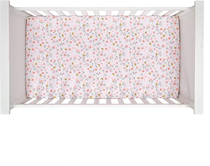 Lambs & Ivy Little Garden 3-Piece Embroidered Floral Baby Crib Bedding Set