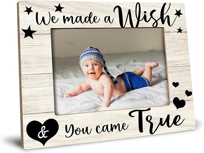 Baby Picture frame, Baby Photo Frame, Baby Girl Nursery Decor, Grandma Picture Frame, New Mom Gifts, We Made a Wish & You Came True, Photo Frame 8x10