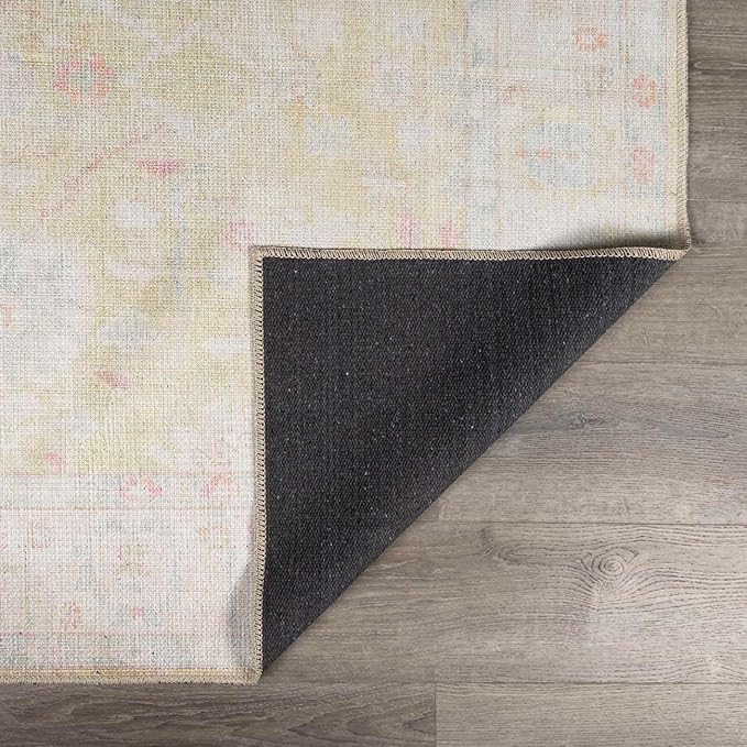 BoutiqueRugs Blush & Light Pink Collection Bozkurt Bohemian Oriental Medallion Area Rug - Traditional Floral Carpet for Living Room, Bedroom - Blush, Pale Pink, Cream, Sage - 8'10" x 12' (9x12)