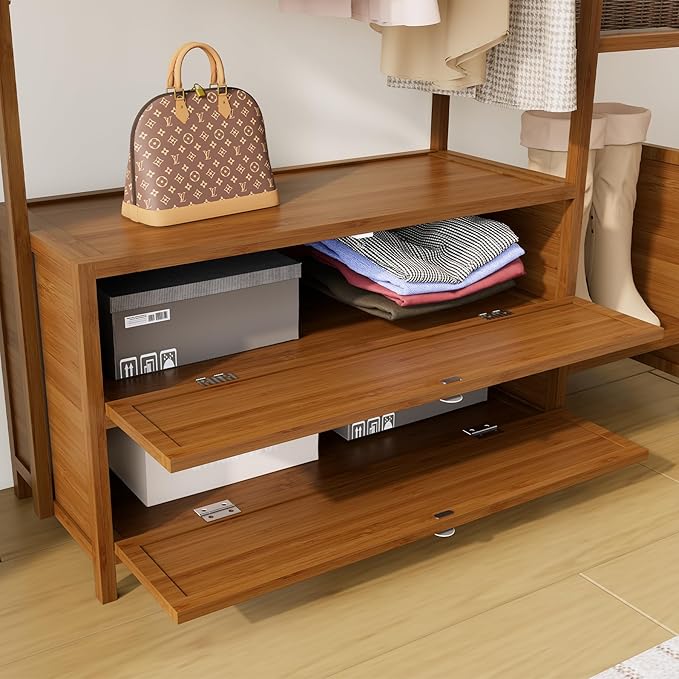 Upgraded Hanging Rack Clothing Rack with Drawers,39.37inch Solid Thickened Clothes Racks with Shelves,27.6inch Width Closet with Drawers,Clothes Racks for Hanging Clothes,Short Closet Dresser