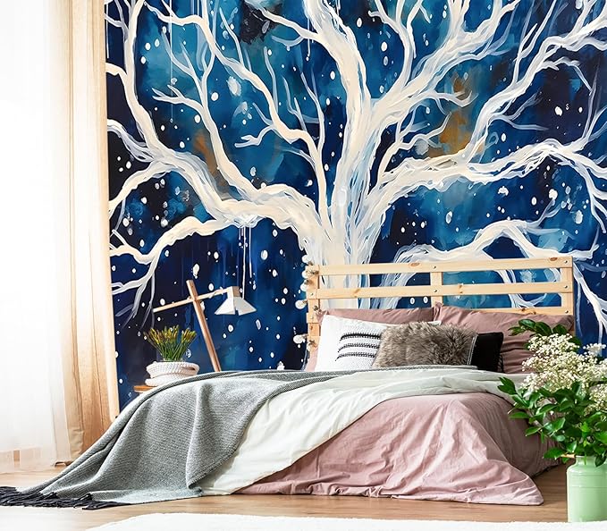XMPMBM-Graffiti Art backsplash Large Decorative Wallpaper Watercolor Tree Bedroom Bathroom Nursery Room Wall Mural- W 88" X H 59"（36 Square Foot）