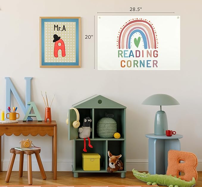 Boho Rectangular Banner Flag Wall Decor Gift for Baby Boy Girl Kids Teen,Reading Rome Nursery Classroom Homeschool Decor-Reading Corner Theme-Baby Present Shower,Birthday Christmas Gift