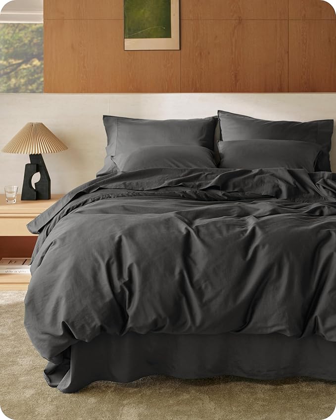 Bedsure Cotton Duvet Cover King, 100% GOTS Organic Cotton Duvet Cover Set, Fair Trade Certified King Bedding Set, Eco-Friendly, Ultra-Soft, Breathable Home Bedding for All Seasons(Dark Grey, 104"x90")