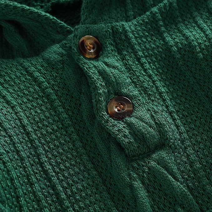 Infant Boys Girls Knit Sweater Romper Baby Toddlers Long Sleeve Hooded Button Up Winter Outfits with Pocket